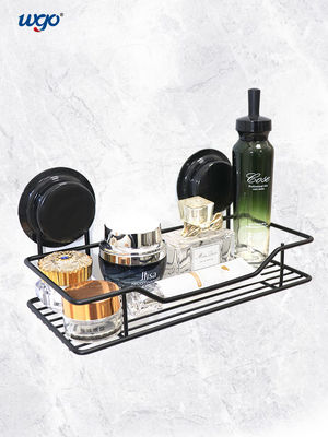 কালো WGO স্টোরেজ বাথ ক্যাডি শেল্ফ সাকশন / আঠালো ফিক্স মরিচা মুক্ত