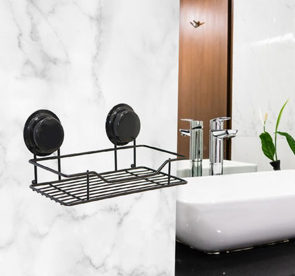 কালো WGO স্টোরেজ বাথ ক্যাডি শেল্ফ সাকশন / আঠালো ফিক্স মরিচা মুক্ত