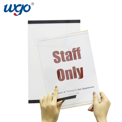 A4 210mm X 297mm ওয়াল মাউন্ট করা সাইন হোল্ডার ODM ক্লিয়ার প্লাস্টিক উপাদান